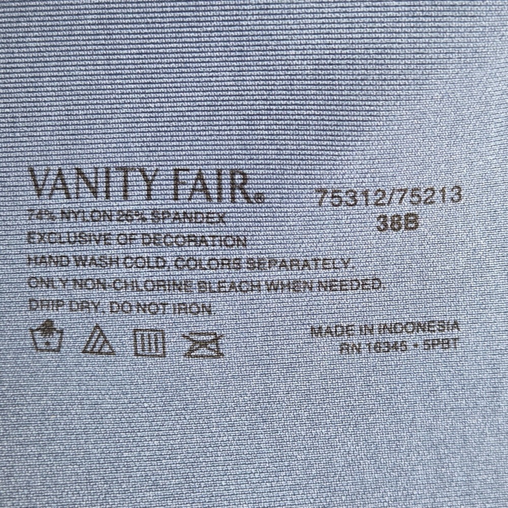 Vanity Fair Beauty Back Full Figure Underwire Bra Navy Blue 75312 38B Diamond - Picture 4 of 6